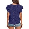 imageLYANER Womens Polka Dots Scoop Neck Layer Ruffle Trim Short Sleeve Blouse Shirt TopNavy