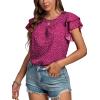imageLYANER Womens Polka Dots Scoop Neck Layer Ruffle Trim Short Sleeve Blouse Shirt TopPurple