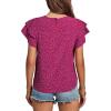 imageLYANER Womens Polka Dots Scoop Neck Layer Ruffle Trim Short Sleeve Blouse Shirt TopPurple