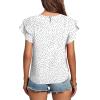 imageLYANER Womens Polka Dots Scoop Neck Layer Ruffle Trim Short Sleeve Blouse Shirt TopWhite