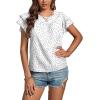 imageLYANER Womens Polka Dots Scoop Neck Layer Ruffle Trim Short Sleeve Blouse Shirt TopWhite