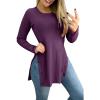 imageLYANER Womens Button Split Slit Sides Scoop Neck Long Sleeve Blouse Tunic TopPurple