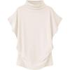 imageLYANER Womens Casual Mock Neck Ruffle Short Sleeve Summer Blouse Shirt TopBeige