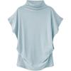 imageLYANER Womens Casual Mock Neck Ruffle Short Sleeve Summer Blouse Shirt TopLight Blue