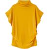 imageLYANER Womens Casual Mock Neck Ruffle Short Sleeve Summer Blouse Shirt TopYellow