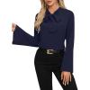 imageLYANER Womens Elegant Bow Tie Mock Neck Bell Long Sleeve Blouse Shirts TopNavy Blue
