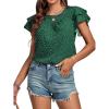 imageLYANER Womens Polka Dots Scoop Neck Layer Ruffle Trim Short Sleeve Blouse Shirt TopDark Green