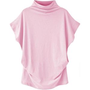 imageLYANER Womens Casual Mock Neck Ruffle Short Sleeve Summer Blouse Shirt TopBaby Pink