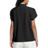 imageLYANER Womens Casual Split V Neck Petal Cap Sleeve Chiffon Blouse Shirt TopsBlack