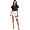 imageLYANER Womens Casual Split V Neck Petal Cap Sleeve Chiffon Blouse Shirt TopsBlack