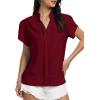 imageLYANER Womens Casual Split V Neck Petal Cap Sleeve Chiffon Blouse Shirt TopsBurgundy