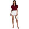 imageLYANER Womens Casual Split V Neck Petal Cap Sleeve Chiffon Blouse Shirt TopsBurgundy