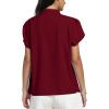 imageLYANER Womens Casual Split V Neck Petal Cap Sleeve Chiffon Blouse Shirt TopsBurgundy