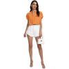 imageLYANER Womens Casual Split V Neck Petal Cap Sleeve Chiffon Blouse Shirt TopsOrange