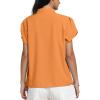 imageLYANER Womens Casual Split V Neck Petal Cap Sleeve Chiffon Blouse Shirt TopsOrange