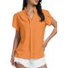 imageLYANER Womens Casual Split V Neck Petal Cap Sleeve Chiffon Blouse Shirt TopsOrange