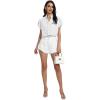 imageLYANER Womens Casual Split V Neck Petal Cap Sleeve Chiffon Blouse Shirt TopsWhite