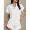 imageLYANER Womens Casual Split V Neck Petal Cap Sleeve Chiffon Blouse Shirt TopsWhite