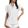 imageLYANER Womens Casual Split V Neck Petal Cap Sleeve Chiffon Blouse Shirt TopsWhite