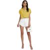 imageLYANER Womens Casual Split V Neck Petal Cap Sleeve Chiffon Blouse Shirt TopsYellow