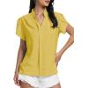 imageLYANER Womens Casual Split V Neck Petal Cap Sleeve Chiffon Blouse Shirt TopsYellow