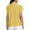 imageLYANER Womens Casual Split V Neck Petal Cap Sleeve Chiffon Blouse Shirt TopsYellow