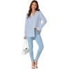 imageLYANER Womens Collar V Neck Button Down Long Sleeve Casual Work Office Blouse Shirts TopAzure