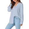 imageLYANER Womens Collar V Neck Button Down Long Sleeve Casual Work Office Blouse Shirts TopAzure