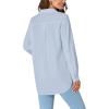 imageLYANER Womens Collar V Neck Button Down Long Sleeve Casual Work Office Blouse Shirts TopAzure