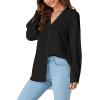 imageLYANER Womens Collar V Neck Button Down Long Sleeve Casual Work Office Blouse Shirts TopBlack