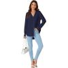 imageLYANER Womens Collar V Neck Button Down Long Sleeve Casual Work Office Blouse Shirts TopNavy Blue