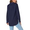imageLYANER Womens Collar V Neck Button Down Long Sleeve Casual Work Office Blouse Shirts TopNavy Blue