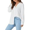 imageLYANER Womens Collar V Neck Button Down Long Sleeve Casual Work Office Blouse Shirts TopWhite