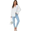 imageLYANER Womens Collar V Neck Button Down Long Sleeve Casual Work Office Blouse Shirts TopWhite