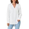 imageLYANER Womens Collar V Neck Button Down Long Sleeve Casual Work Office Blouse Shirts TopWhite