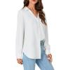 imageLYANER Womens Collar V Neck Button Down Long Sleeve Casual Work Office Blouse Shirts TopWhite
