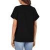 imageLYANER Womens Cotton Short Sleeve VNeck Shirts Loose Casual Buttons Blouse TShirt TopsBlack