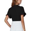 imageLYANER Womens Deep V Neck Tie Front Knot Ruffle Short Sleeve Crop Top Club BlouseBlack