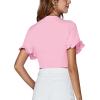 imageLYANER Womens Deep V Neck Tie Front Knot Ruffle Short Sleeve Crop Top Club BlouseLight Pink