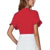 imageLYANER Womens Deep V Neck Tie Front Knot Ruffle Short Sleeve Crop Top Club BlouseRed