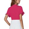 imageLYANER Womens Deep V Neck Tie Front Knot Ruffle Short Sleeve Crop Top Club BlouseRose