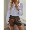 imageLYANER Womens Floral Lace Collar V Neck Button Down Long Puff Sleeve Office Blouse Shirt TopLight Blue