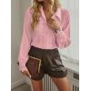imageLYANER Womens Floral Lace Collar V Neck Button Down Long Puff Sleeve Office Blouse Shirt TopLight Pink
