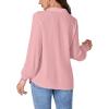 imageLYANER Womens Floral Lace Collar V Neck Button Down Long Puff Sleeve Office Blouse Shirt TopLight Pink