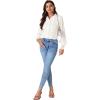 imageLYANER Womens Floral Lace Collar V Neck Button Down Long Puff Sleeve Office Blouse Shirt TopSolid White