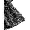 imageLYANER Womens Floral Print V Neck Tie Knot Ruffle Hem Short Sleeve Blouse Peplum TopBlack