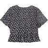 imageLYANER Womens Floral Print V Neck Tie Knot Ruffle Hem Short Sleeve Blouse Peplum TopBlack Floral