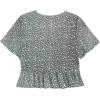 imageLYANER Womens Floral Print V Neck Tie Knot Ruffle Hem Short Sleeve Blouse Peplum TopDeep Green Floral