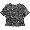 imageLYANER Womens Floral Print V Neck Tie Knot Ruffle Hem Short Sleeve Blouse Peplum TopFloral