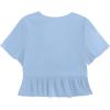 imageLYANER Womens Floral Print V Neck Tie Knot Ruffle Hem Short Sleeve Blouse Peplum TopLight Blue